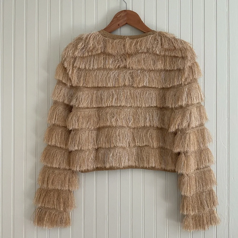 J. Crew Fringe Cardigan in Metallic Yarn NWT